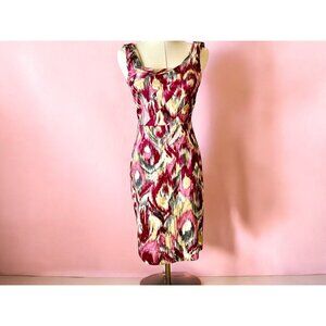 Antonio Melani Sleeveless Silhouette Sheath Dress, Size 0, Multicolor Ikat Print